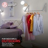 image:imageDouble Foldable Clothing Rack w Extension Rod WallMounted Retractable Clothes Hanger for Laundry Dryer Room Hanging Drying Rod Small Collapsible Folding Garment Racks Dorm Accessories BlackChrome
