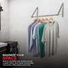 image:imageDouble Foldable Clothing Rack w Extension Rod WallMounted Retractable Clothes Hanger for Laundry Dryer Room Hanging Drying Rod Small Collapsible Folding Garment Racks Dorm Accessories BlackChrome