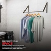 image:imageDouble Foldable Clothing Rack w Extension Rod WallMounted Retractable Clothes Hanger for Laundry Dryer Room Hanging Drying Rod Small Collapsible Folding Garment Racks Dorm Accessories BlackGray