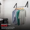 image:imageDouble Foldable Clothing Rack w Extension Rod WallMounted Retractable Clothes Hanger for Laundry Dryer Room Hanging Drying Rod Small Collapsible Folding Garment Racks Dorm Accessories BlackBlack