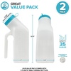 image:imageMale Urine Bottles 2 Pack 35 oz Portable Urinals for Men Spill Proof Nighttime Pee Bottles for Men with ScrewOn Lid Travel Urinals for Seniors with EasytoRead Measurement Lines2