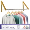 image:imageDouble Foldable Clothing Rack w Extension Rod WallMounted Retractable Clothes Hanger for Laundry Dryer Room Hanging Drying Rod Small Collapsible Folding Garment Racks Dorm Accessories BlackGold