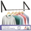 image:imageDouble Foldable Clothing Rack w Extension Rod WallMounted Retractable Clothes Hanger for Laundry Dryer Room Hanging Drying Rod Small Collapsible Folding Garment Racks Dorm Accessories BlackBlack