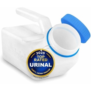 image:imageMale Urine Bottles 2 Pack 35 oz Portable Urinals for Men Spill Proof Nighttime Pee Bottles for Men with ScrewOn Lid Travel Urinals for Seniors with EasytoRead Measurement Lines1