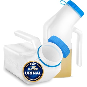 image:imageMale Urine Bottles 2 Pack 35 oz Portable Urinals for Men Spill Proof Nighttime Pee Bottles for Men with ScrewOn Lid Travel Urinals for Seniors with EasytoRead Measurement Lines2