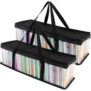 image:imageStock Your Home CD Storage Bags 2 Pack  Transparent PVC Media Storage  Water Resistant Holder Case With Handles  Clear Plastic Carrying Game Bag for Albums Video Games Books2 Pack