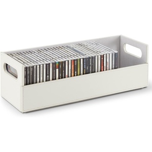 image:imageStock Your Home CD Storage Box Organizer Shelf for Movie Cases DVDs Cassette Tape Display Stand Disc Holder Can Store Up to 40 CDs Faux Leather BrownWhite