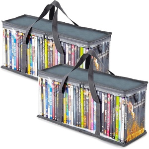 image:imageStock Your Home DVD Storage Bags Set of 2 Media Organizer Bag for DVDs CDs Blu Ray Disc Movie Cases VHS Box Video Game Disks Clear Plastic Holders with Carrying Handles and Zipper  BlackGray