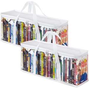 image:imageStock Your Home DVD Storage Bags Set of 2 Media Organizer Bag for DVDs CDs Blu Ray Disc Movie Cases VHS Box Video Game Disks Clear Plastic Holders with Carrying Handles and Zipper  BlackWhite