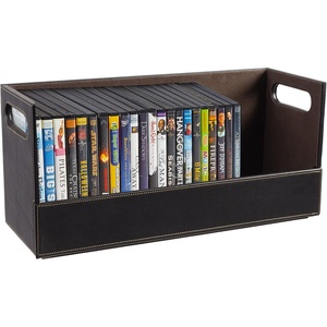 image:imageStock Your Home DVD Storage Box Movie Shelf Organizer for BluRay Video Game Cases CDs VHS Tape Display Stand Disc Holder Can Store Up to 28 DVDs Faux Leather BlackGrayEspresso